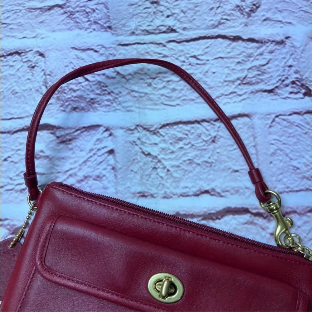 Coach Red Leather Wristlet with Gold Accents - Picture 12 of 16